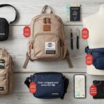 Solo female traveler wearing anti-theft crossbody travel security bag