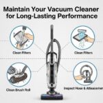 Cleaning vacuum filter under running water