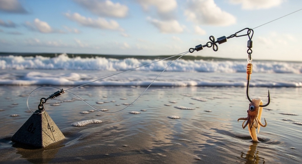 Step-by-step diagram showing how to tie a sliding sinker rig