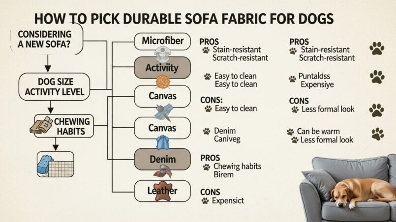 Durable microfiber sofa resisting dog scratches