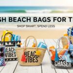 stylish pastel beach bags for teens on summer sand