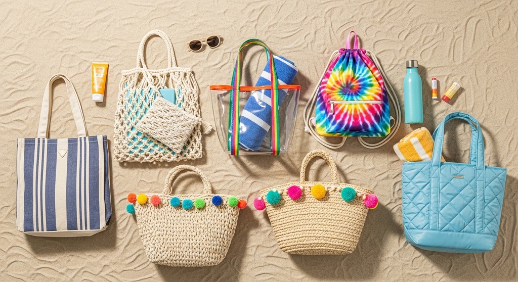 teen carrying canvas beach tote with summer essentials