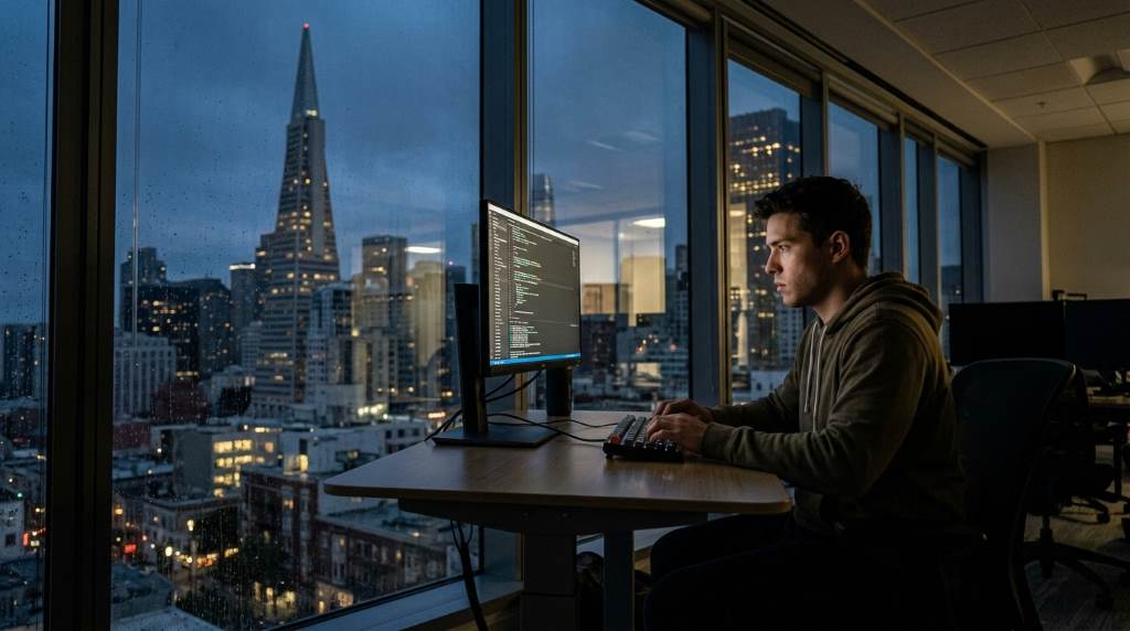 San Francisco developer attending a technical workshop session