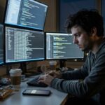Software developers networking at a major technology conference