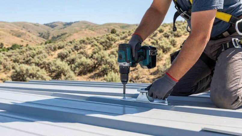 Metal roof anchor with weatherproof sealing washer in Boise