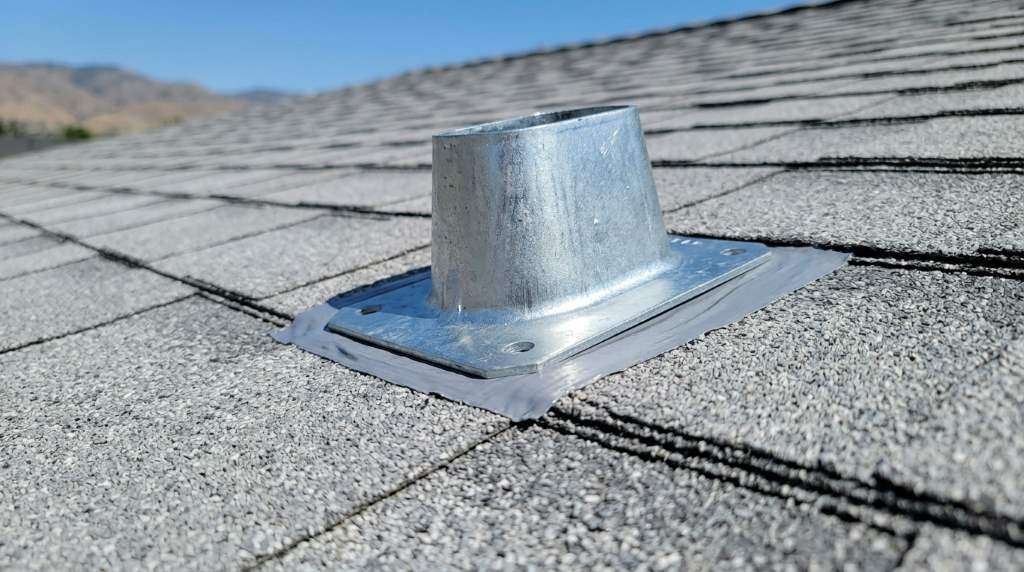 Weatherproof flashing around rooftop metal anchor